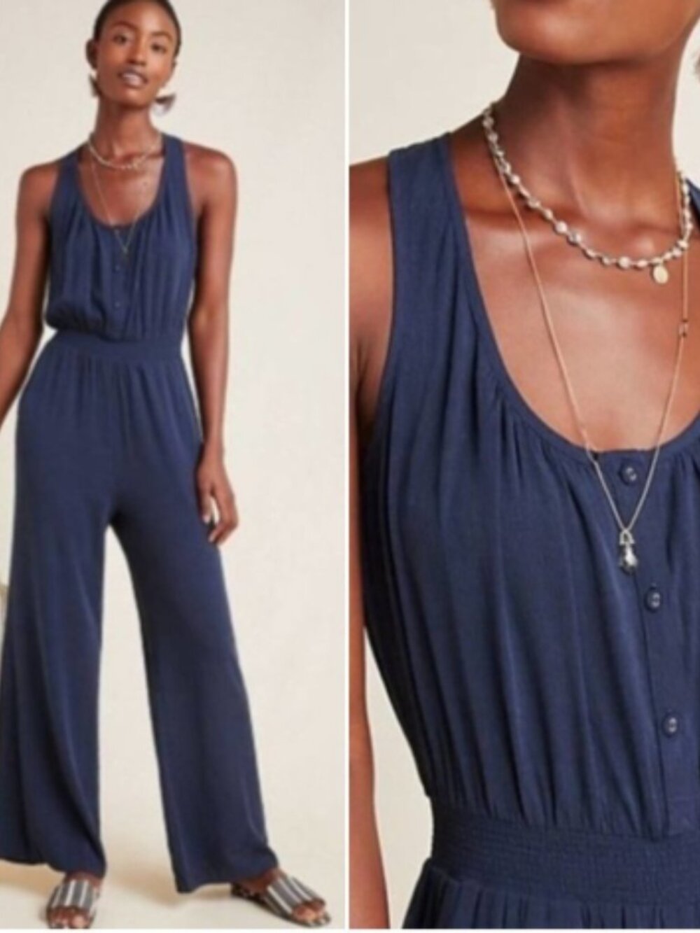 Elegant, navy jumpsuit from The Odells / Anthropologie.